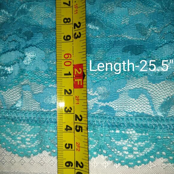 Vintage Y2K Turquoise Lace Tank Top Size 1X Camisole Stretchy Unlined Feminine - Picture 9 of 11